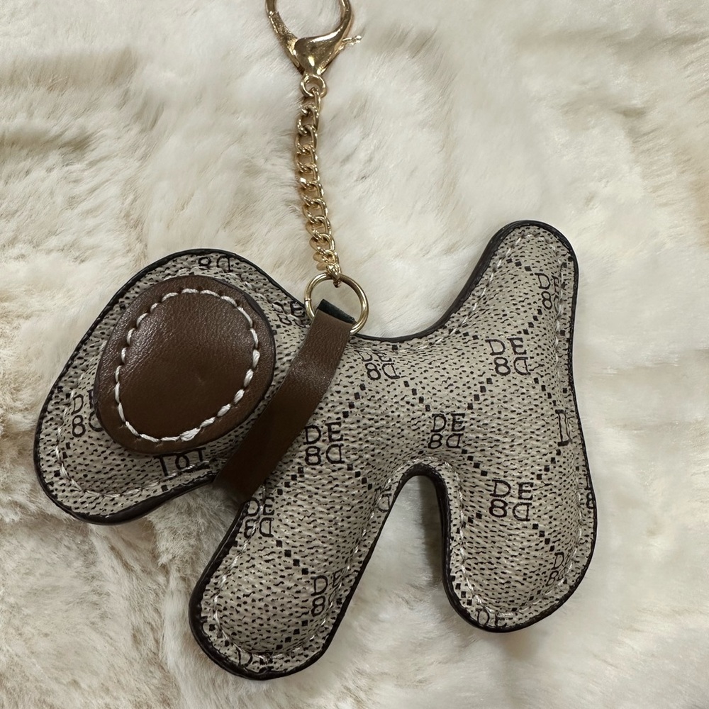 Brown and Cream Dog-Shaped bag charm